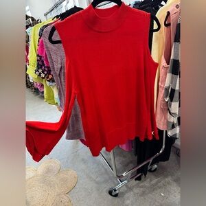 Red Cold Shoulder Sweater